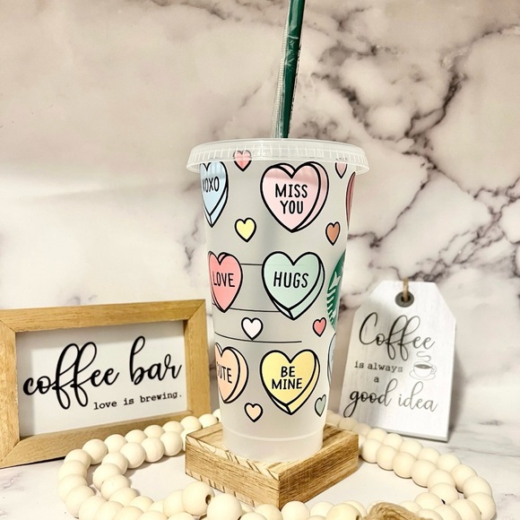 🎀 Starbucks Tumbler Conversation Hearts | Starbucks Cup Personalized🎀 - Picture 2 of 4